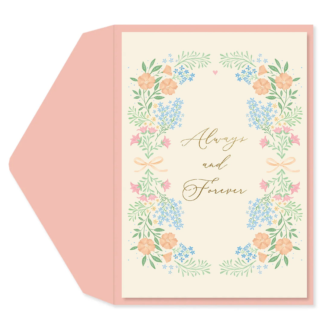 ALWAYS & FOREVER COQUETTE FLORAL WEDDING CARD
