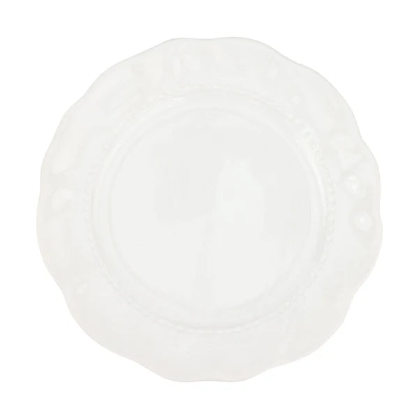 White spherical plate on a white background