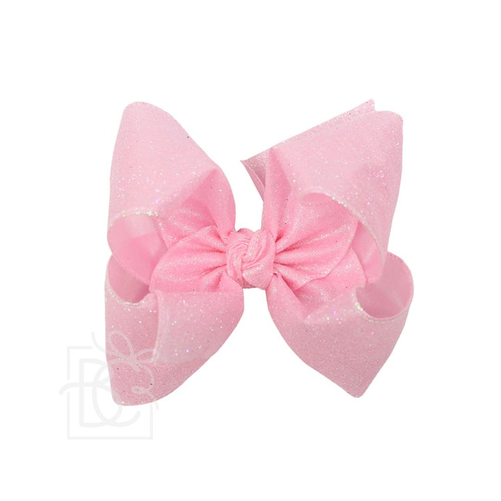 LIGHT PINK GLITTER METALLIC BOW