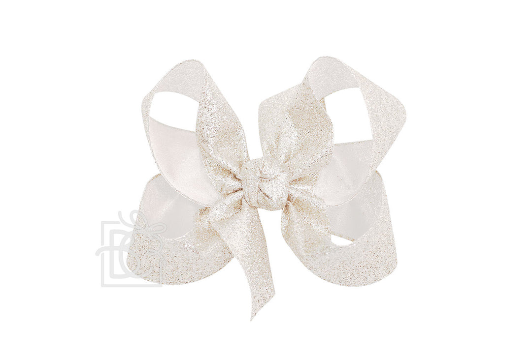 ANTIQUE WHITE GLITTER METALLIC BOW