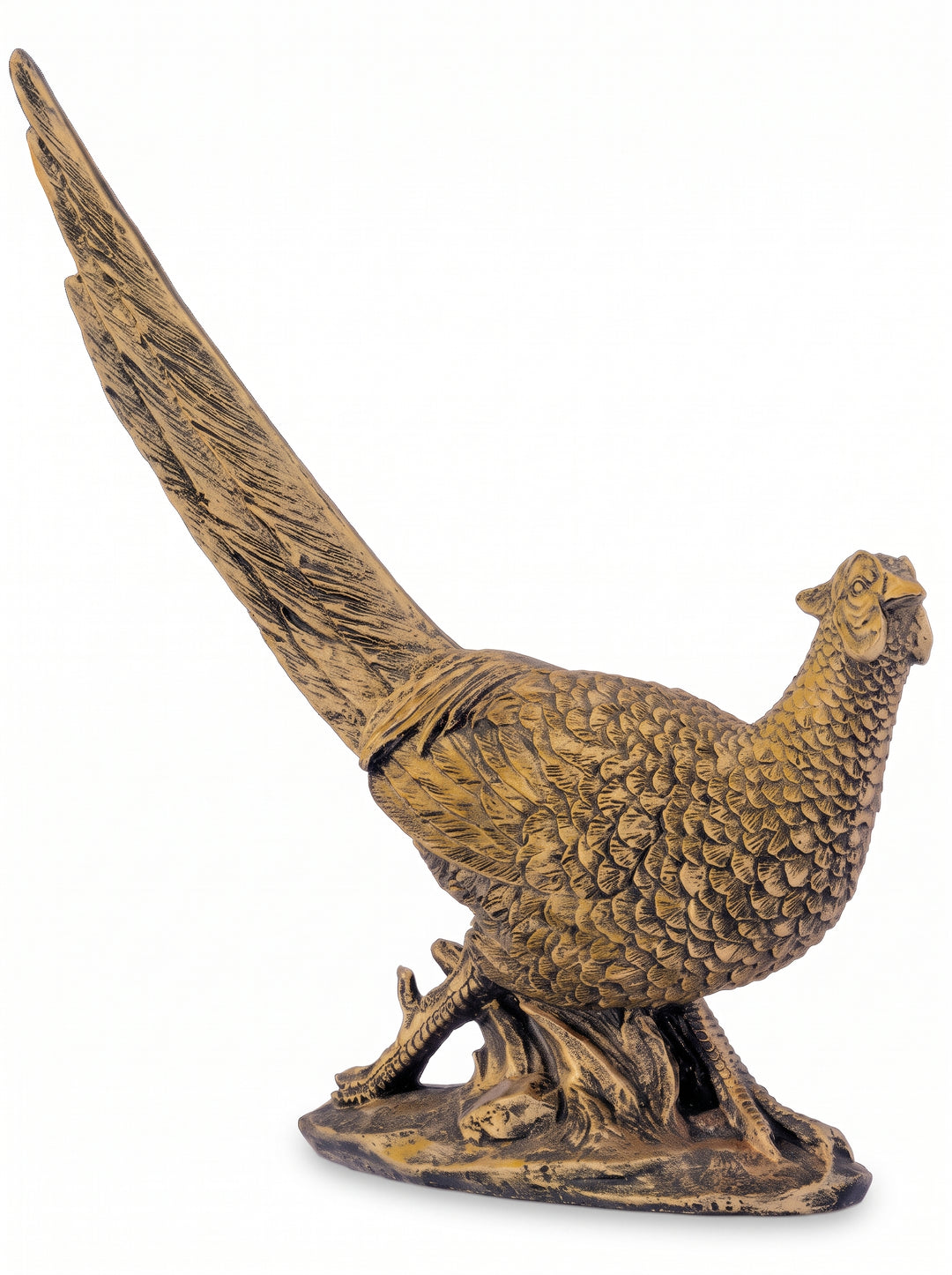 Antique Gold Uptail Pheasant Figure