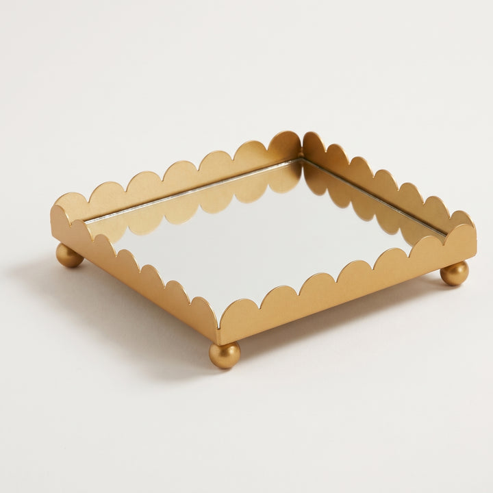 CHAMPAGNE SCALLOPED MIRROR TRAY