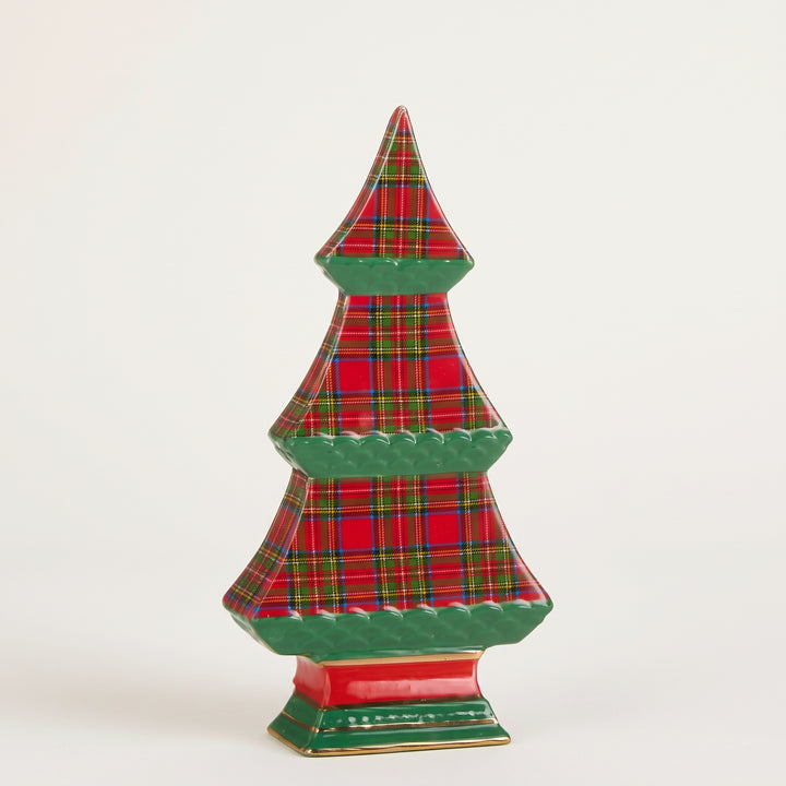 CHRISTMAS PLAID GREEN TABLETOP TREES
