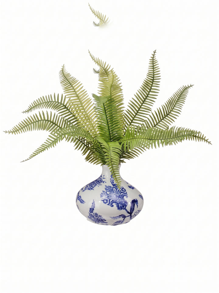 FAUX FERN IN CHINOISERIE BUD VASE