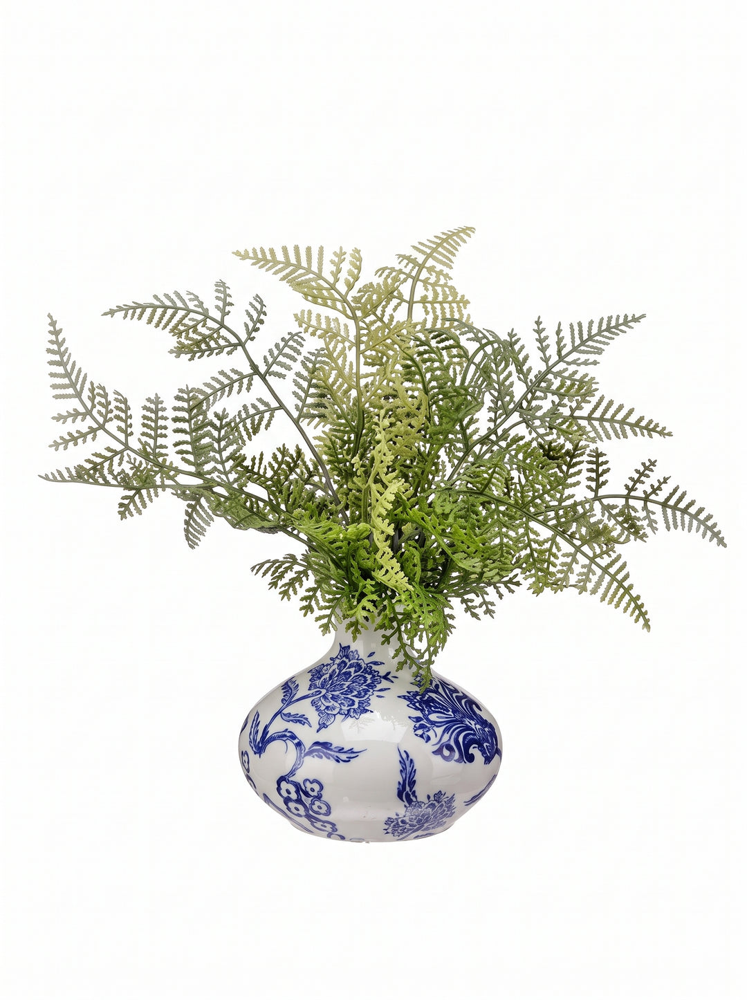 FAUX FERN IN CHINOISERIE BUD VASE