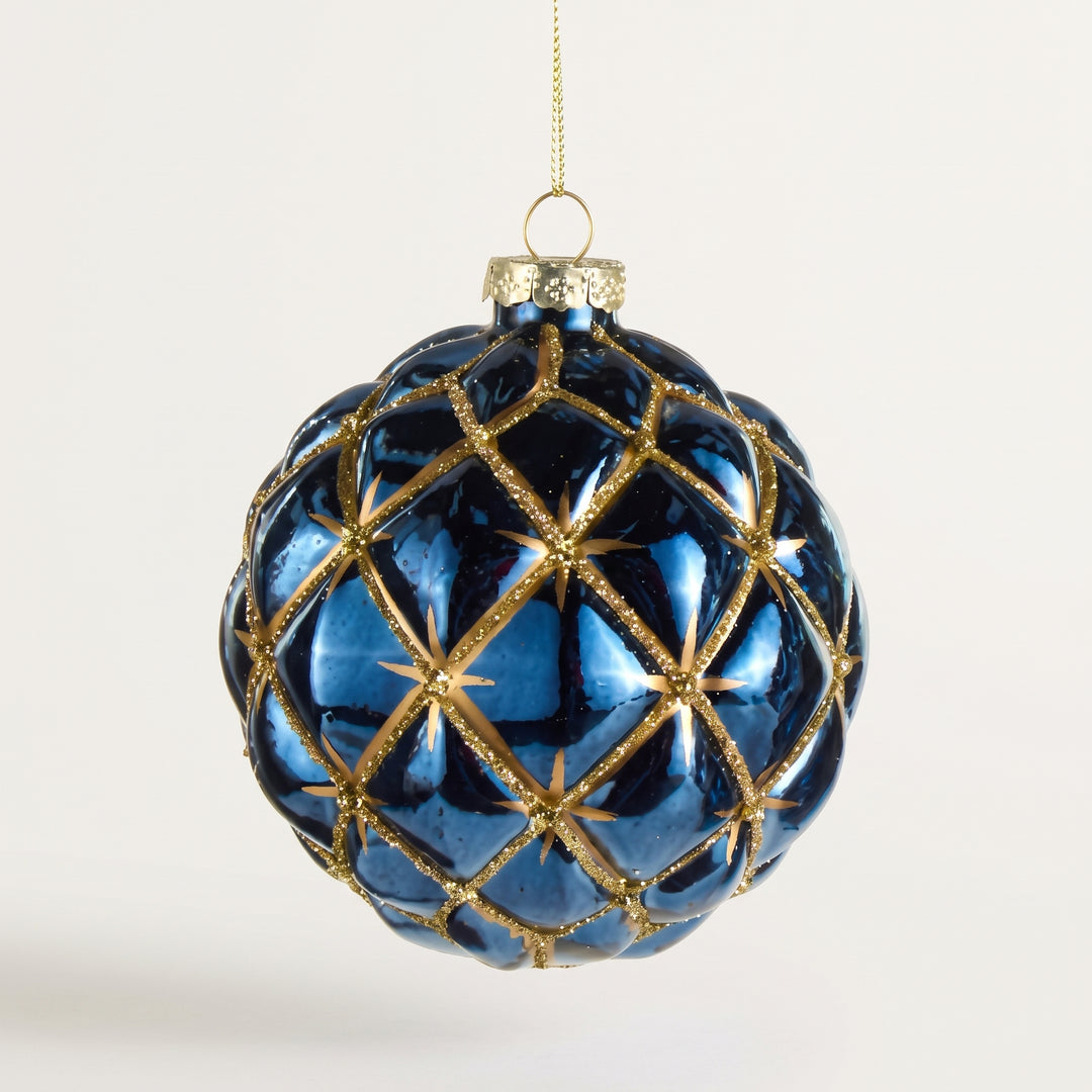 4" BLUE AND GOLD HARLEQUIN ORNAMENT