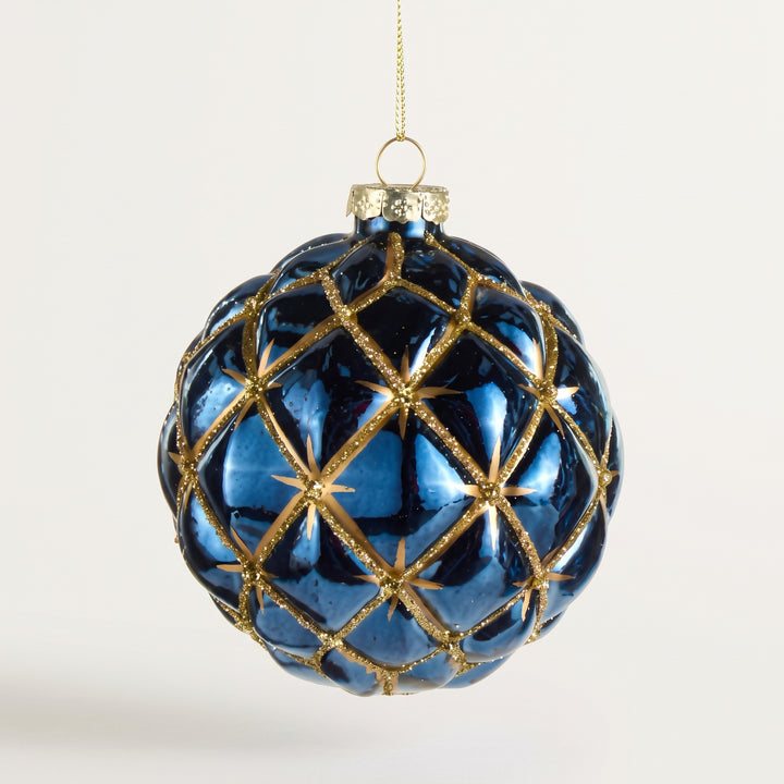 4" BLUE AND GOLD HARLEQUIN ORNAMENT
