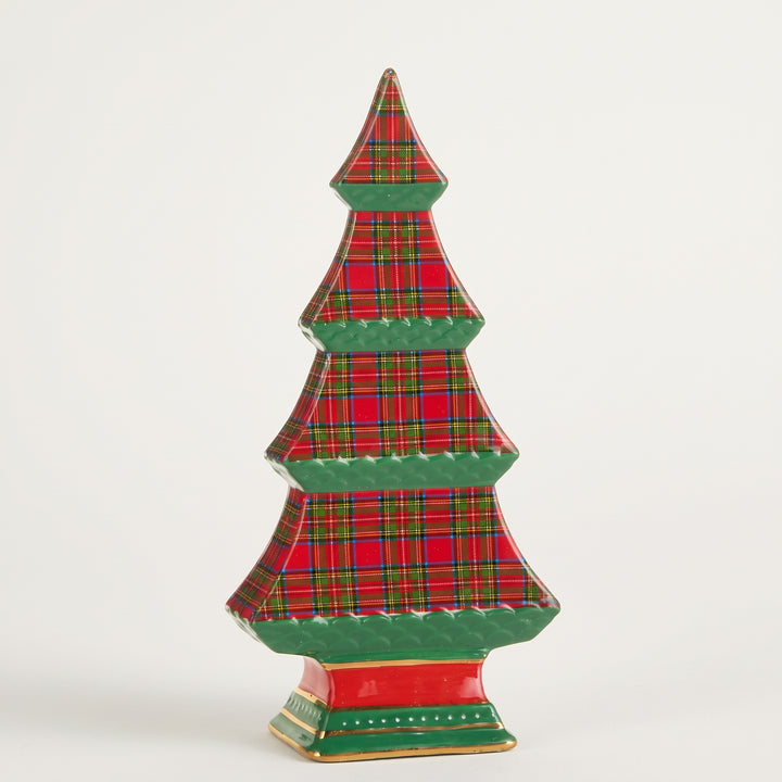 CHRISTMAS PLAID GREEN TABLETOP TREES