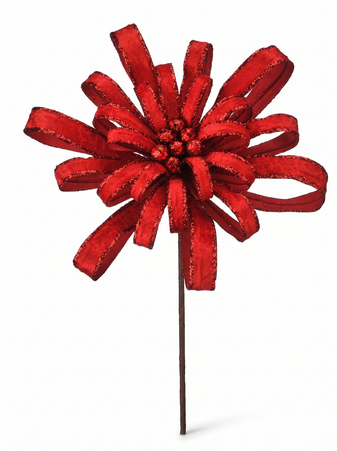 Red Glitter Edge Petal Blossom Stem