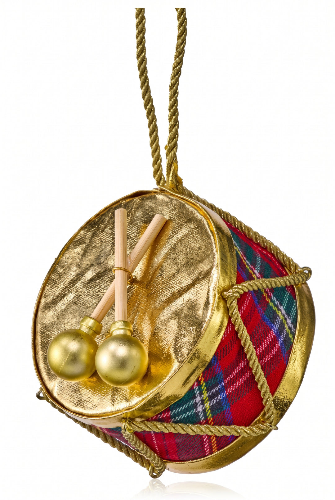 Plaid Velvet Drum Ornament