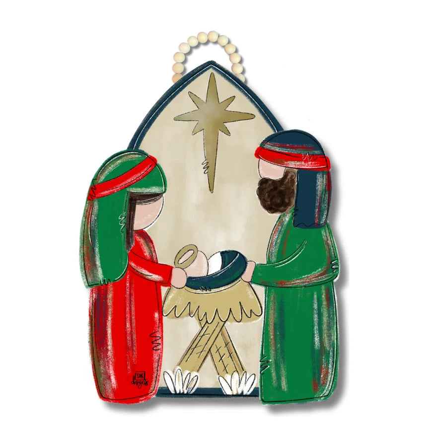 RED & GREEN NATIVITY DOOR HANGER