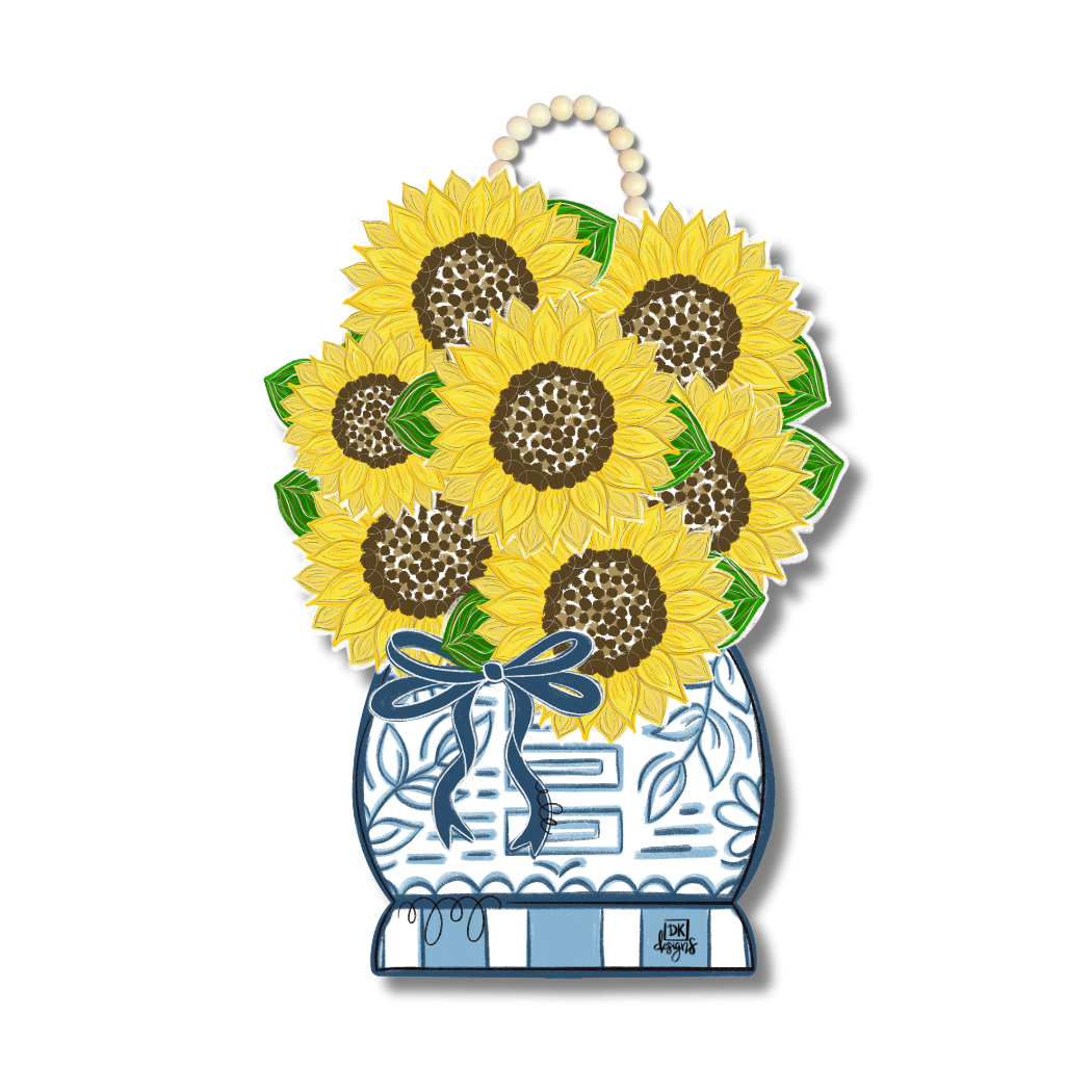 SUNFLOWER FLOWER POT DOOR HANGER