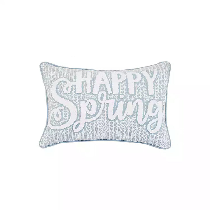 HAPPY SPRING EMBROIDERED PILLOW