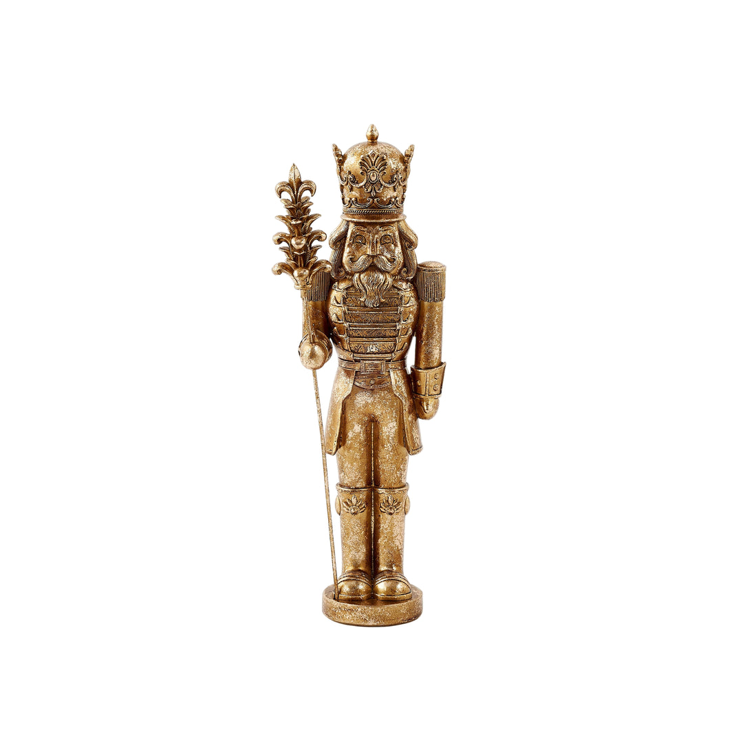 GOLD RESIN NUTCRACKER WITH STAFF