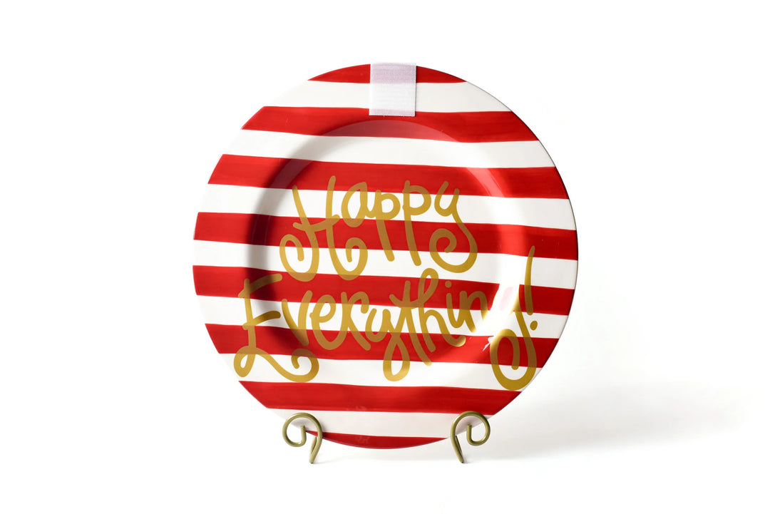 Red and white striped plate with &