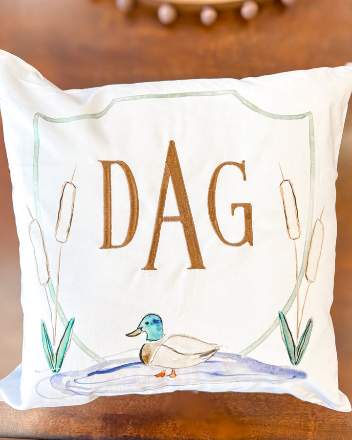 CUSTOM MONOGRAM MALLARD CREST PILLOW