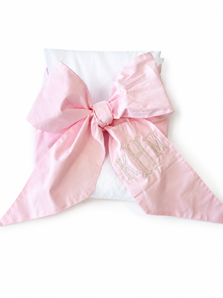 BABY KENNEDY HAND: CUSTOM PALM BEACH PINK BOW SWADDLE