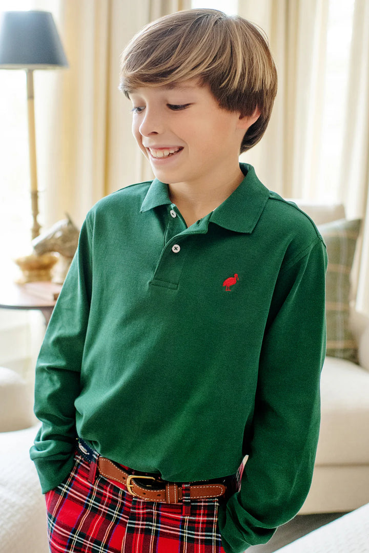 GRIER GREEN LONG SLEEVE PRIM & PROPER POLO