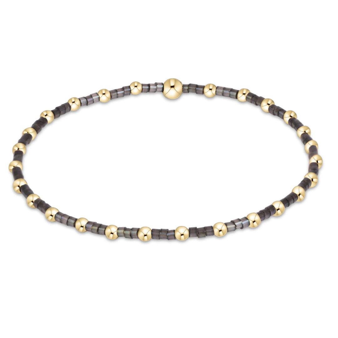 HOPE SINCERITY BRACELET - MOONLIGHT gray and gold alternating beaded bracelet