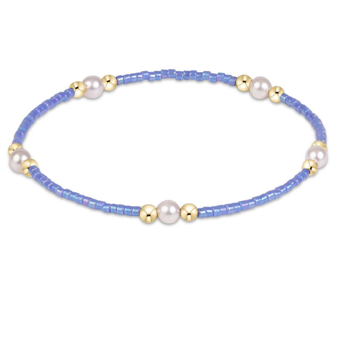 2mm seed beads, 4mm pearl crystals, and 3mm, 14kt gold-filled beads in bright blue