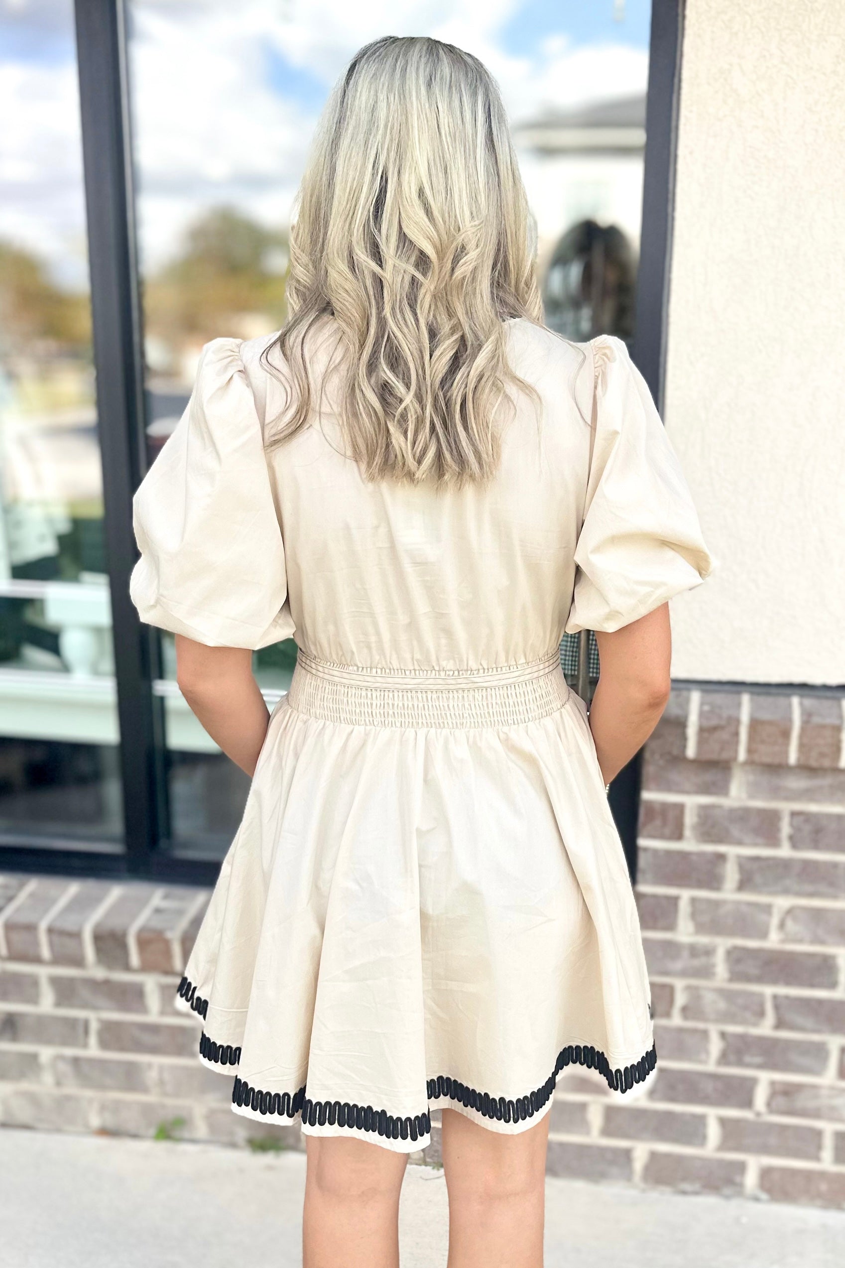 Cream belted dress best sale