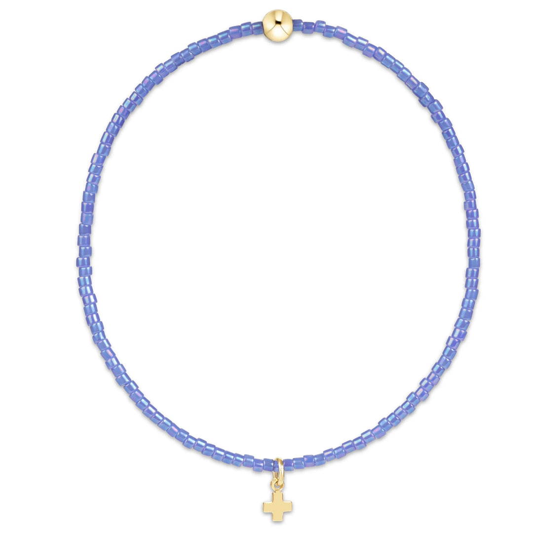 HOPE CLASSIC BRIGHT BLUE BRACELET - SIGNATURE CROSS SMALL GOLD CHARM