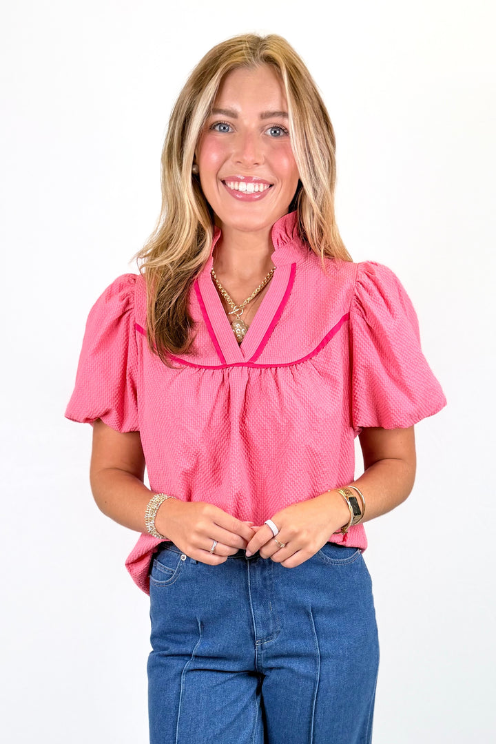 CORAL TEXTURED PIPING TRIM TOP