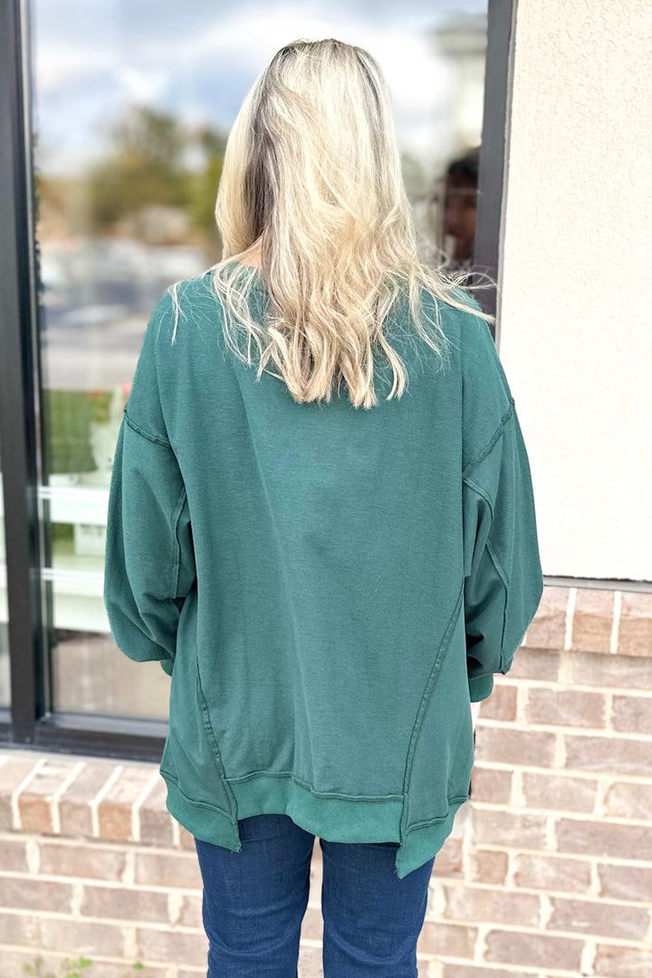 HUNTER GREEN SEQUIN PUMPKIN SWEATSHIRT