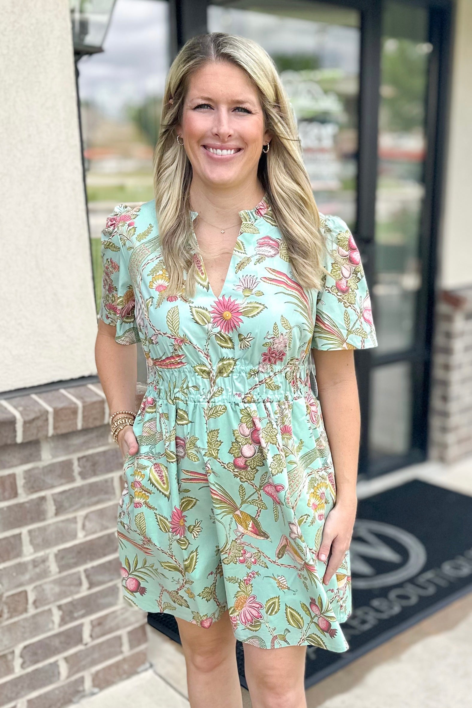 SPARTINA: SEAFOAM SUGAR MILL PEACOCK FLORAL OLIVIA POPLIN