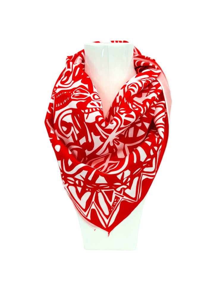 RED & WHITE ABSTRACT GAME DAY SCARF