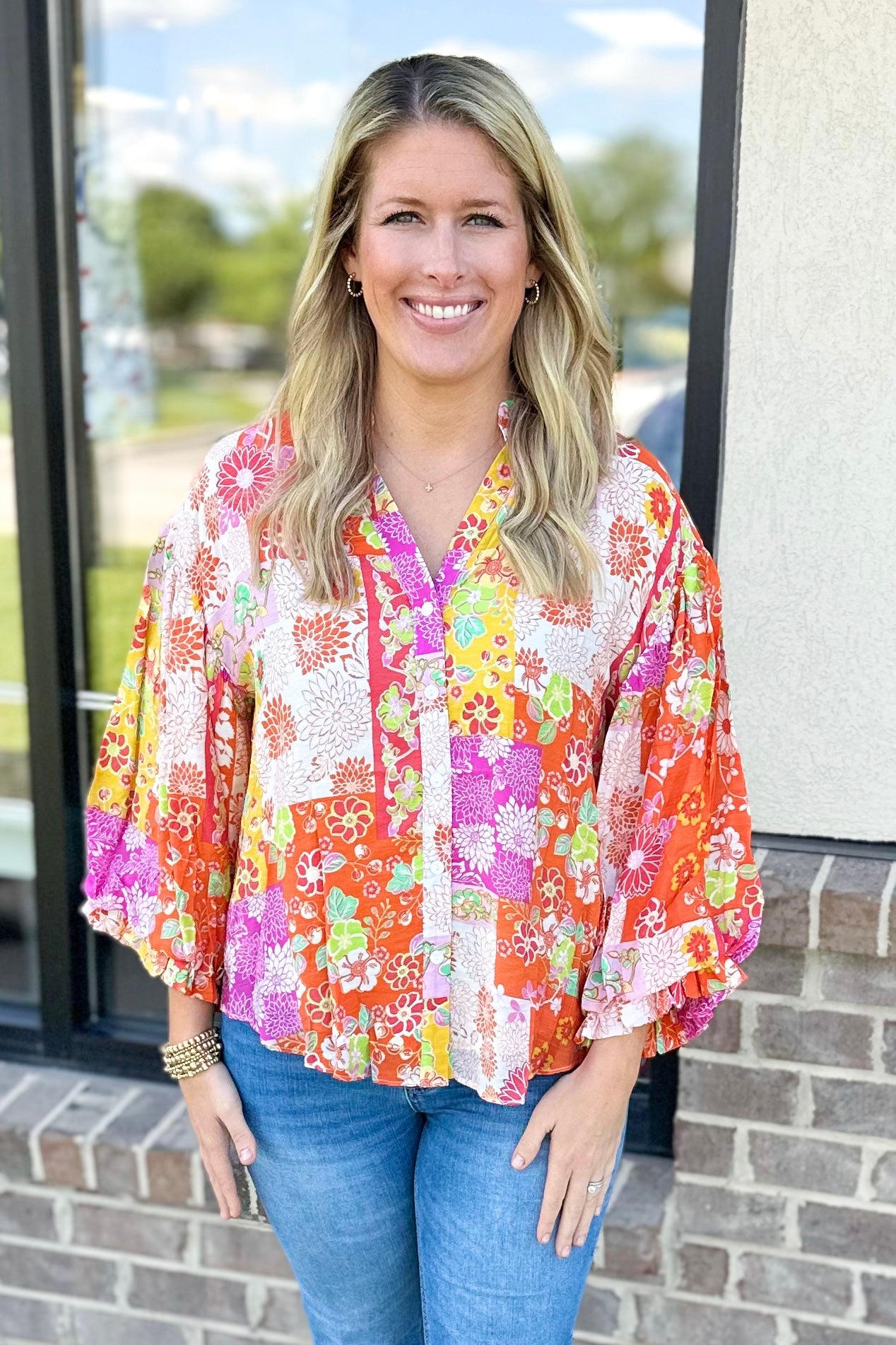 pink patchwork top