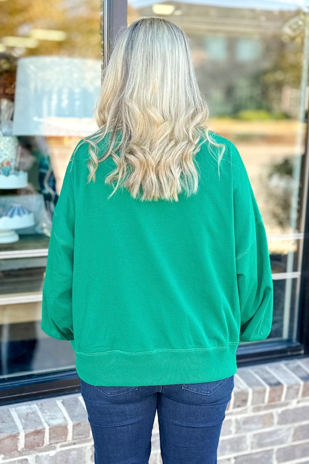 GREEN SEQUIN SANTA SWEATSHIRT