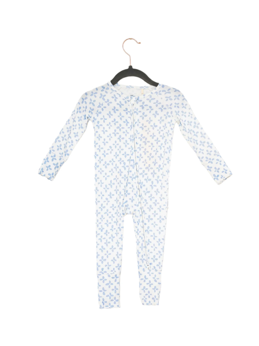 light blue clover sleeper romper