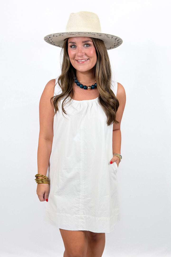 WHITE SCOOP NECK TANK DRESS