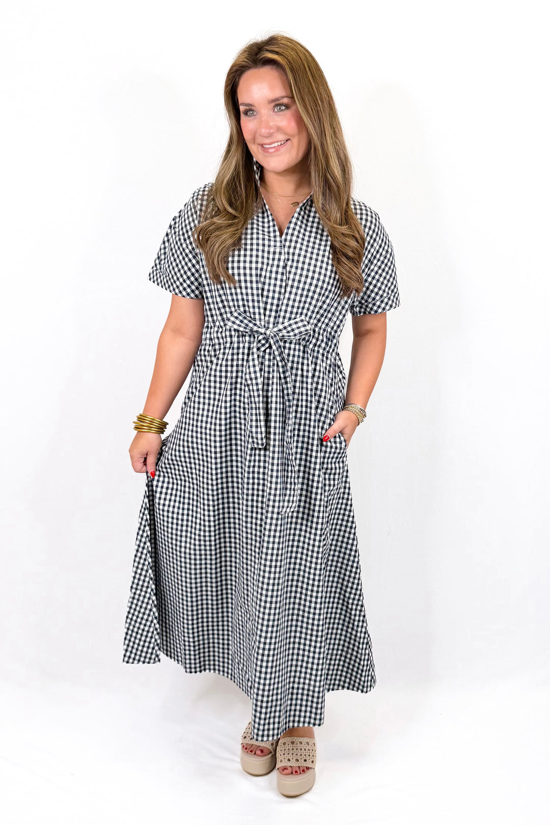 HOLLY SHAE: BRIA DRESS | NAVY & WHITE GINGHAM