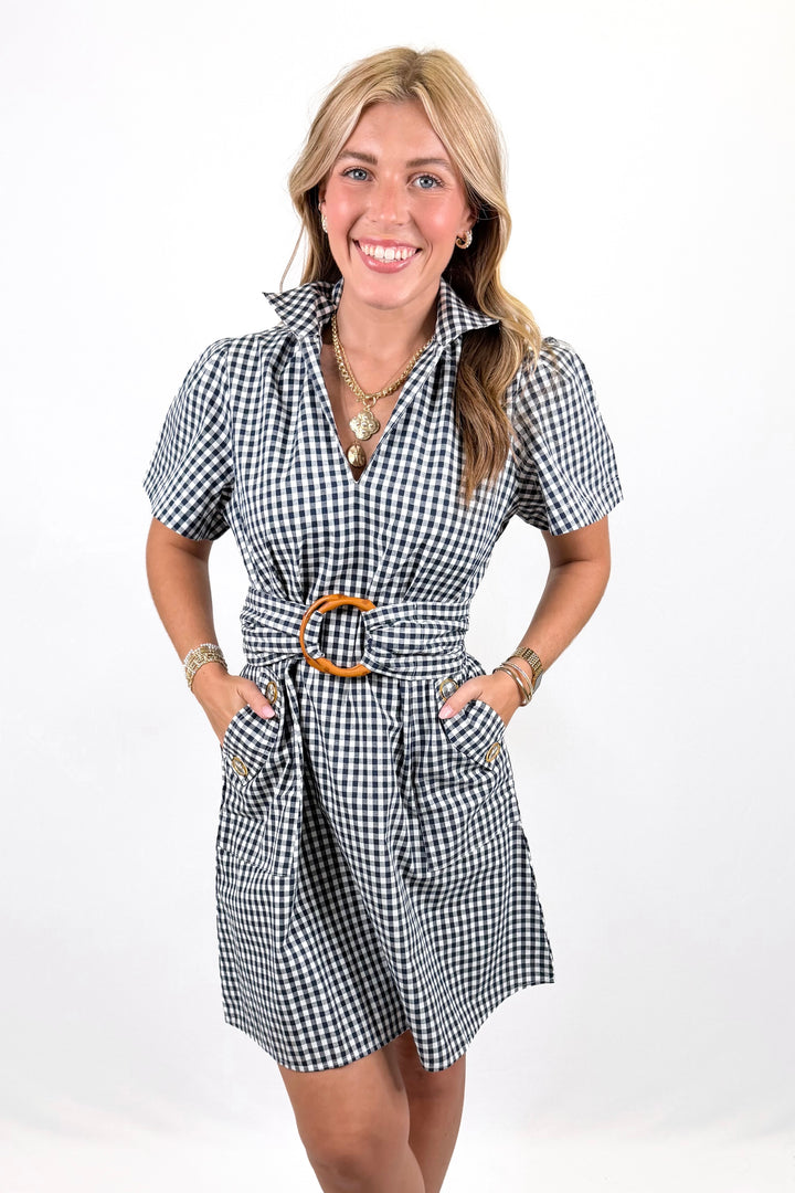 HOLLY SHAE: BROOKE DRESS | NAVY & WHITE GINGHAM