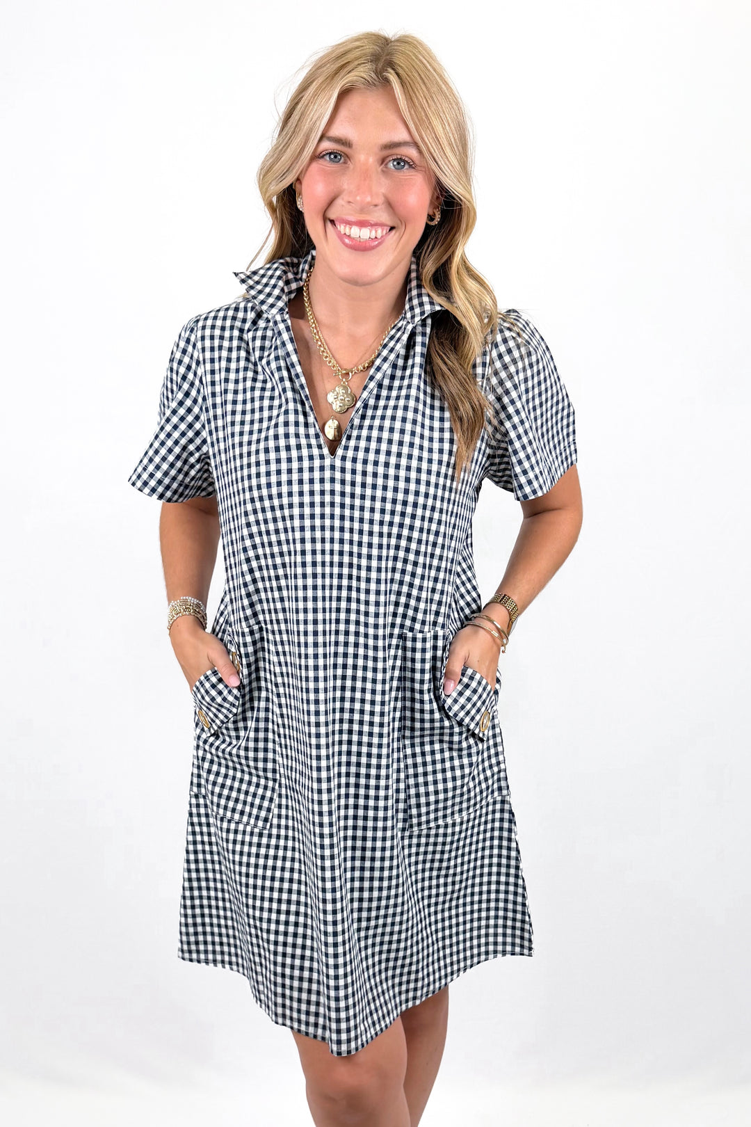 HOLLY SHAE: BROOKE DRESS | NAVY & WHITE GINGHAM