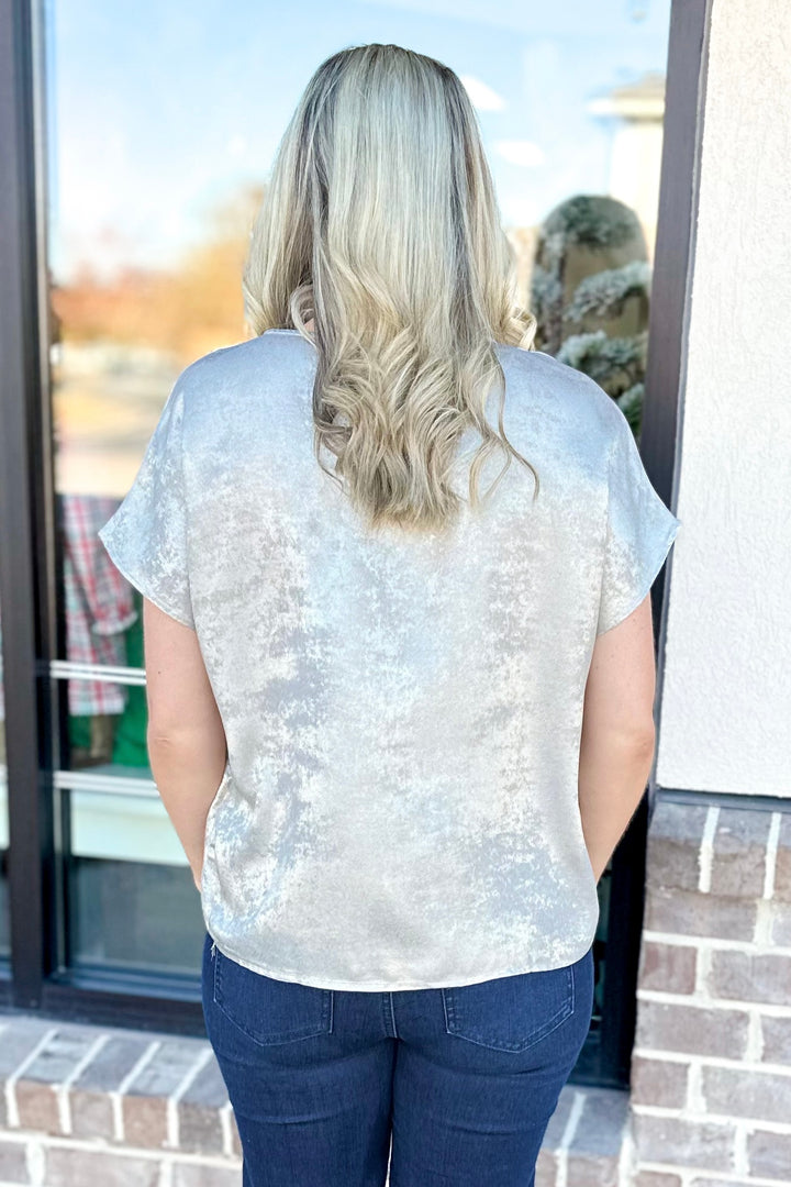 SILVER METALLIC VNECK BOXY TOP