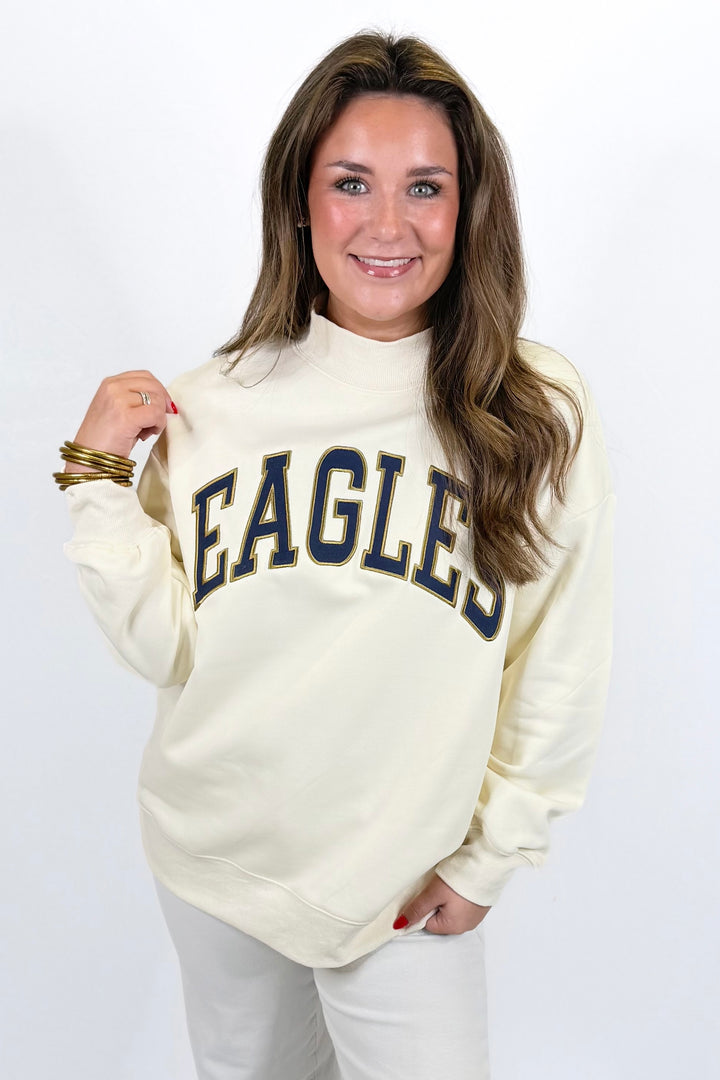 EAGLES NAVY TAN MOCK NECK SWEATSHIRT