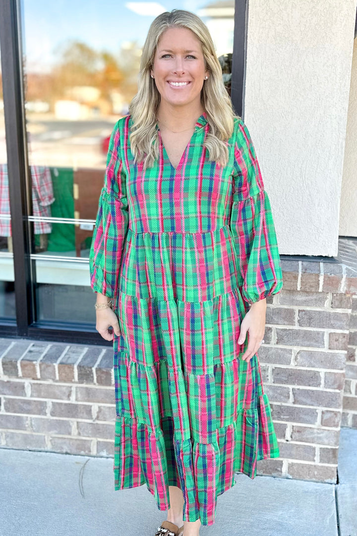 GREEN PLAID ABOUT YOU CHRISTINA DRESS