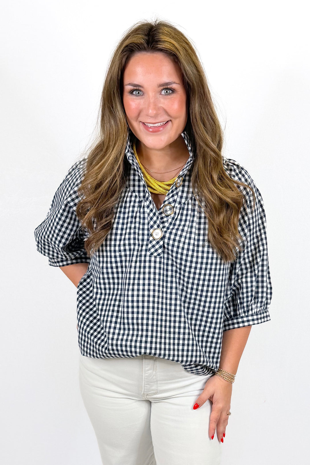 HOLLY SHAE: AVIE TOP | NAVY & WHITE GINGHAM