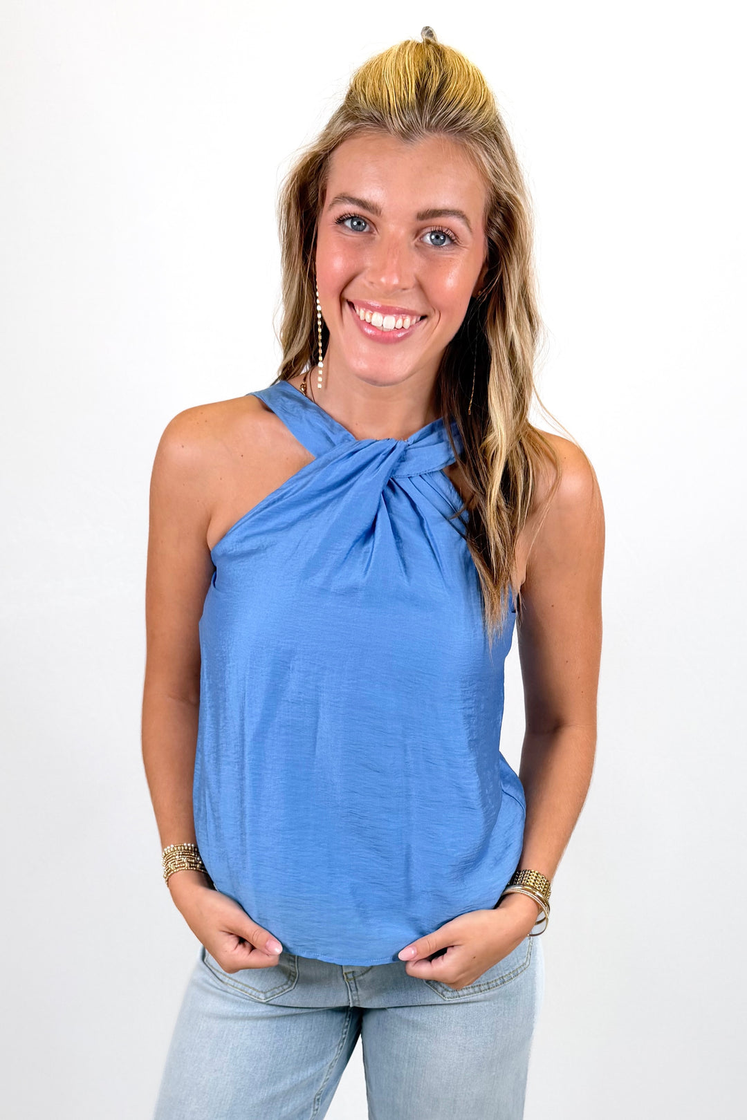 BLUE HALTER NECK TANK