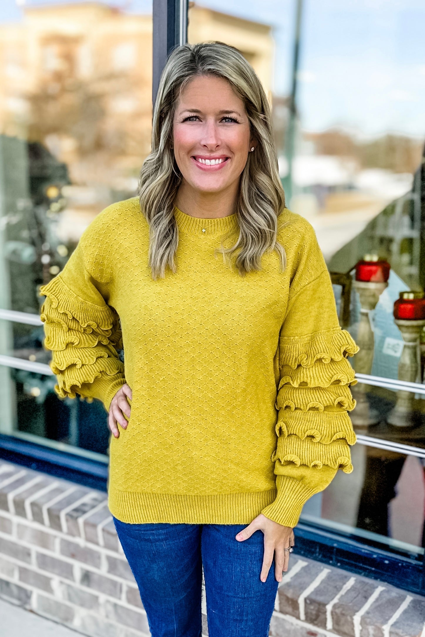 Yellow balloon clearance sleeve sweater