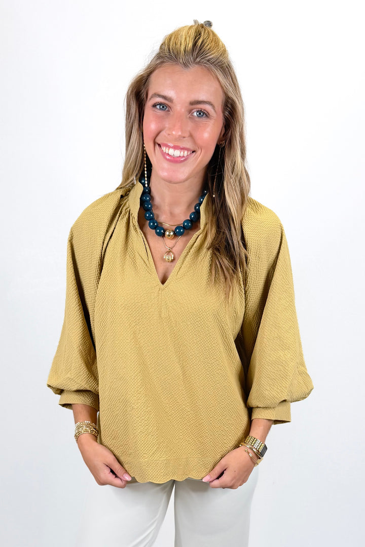 MUSTARD 3/4 SLEEVE TOP
