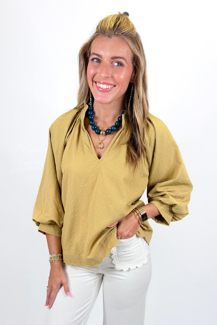 MUSTARD 3/4 SLEEVE TOP
