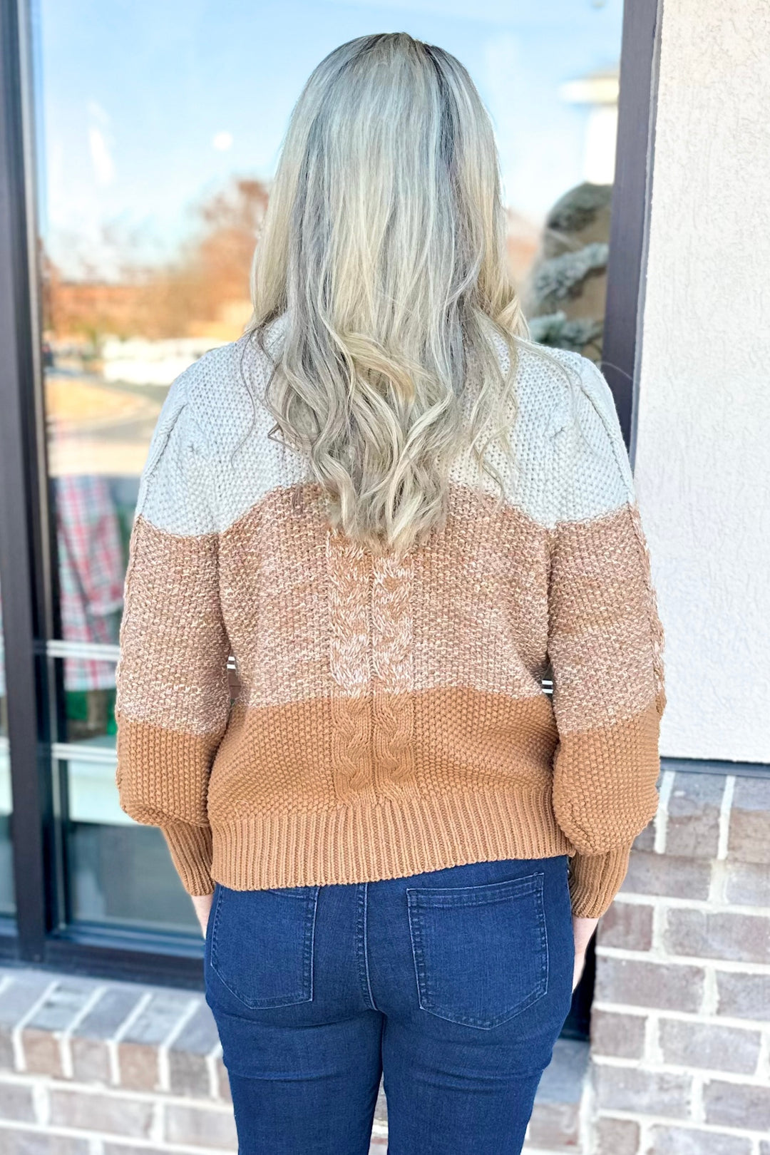 MUSTARD OMBRE CABLE KNIT SWEATER