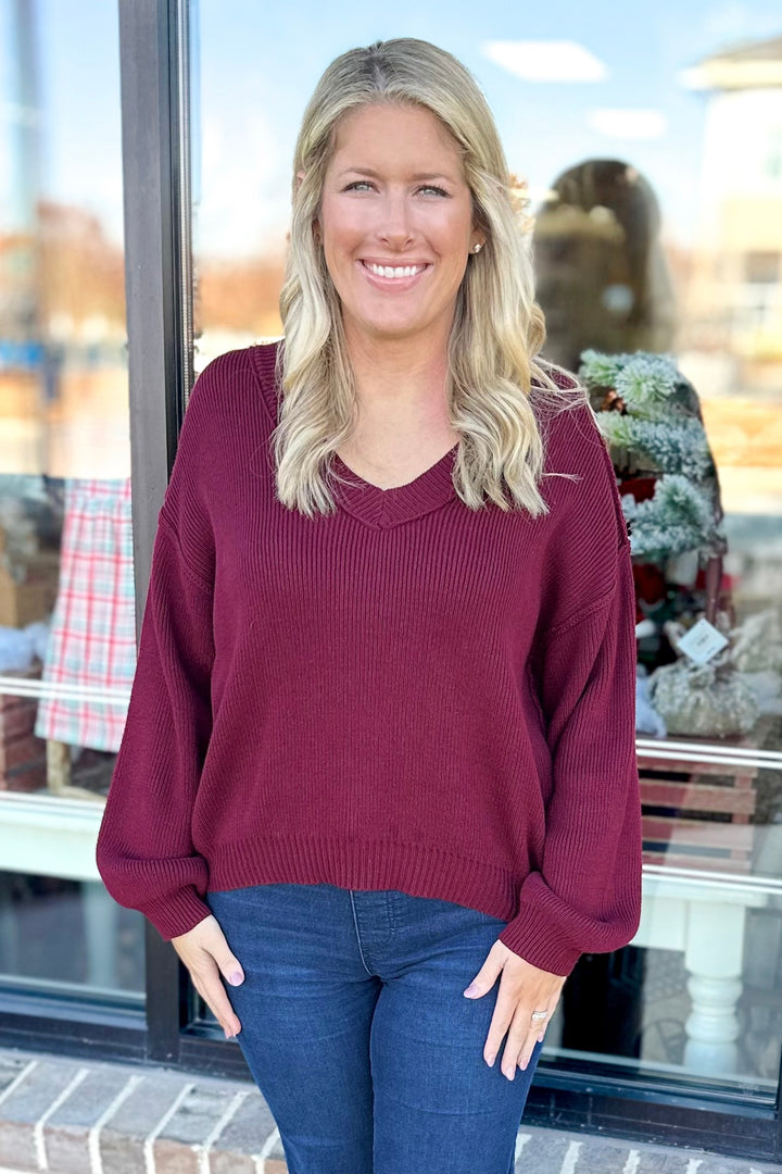 BURGUNDY VNECK SWEATER