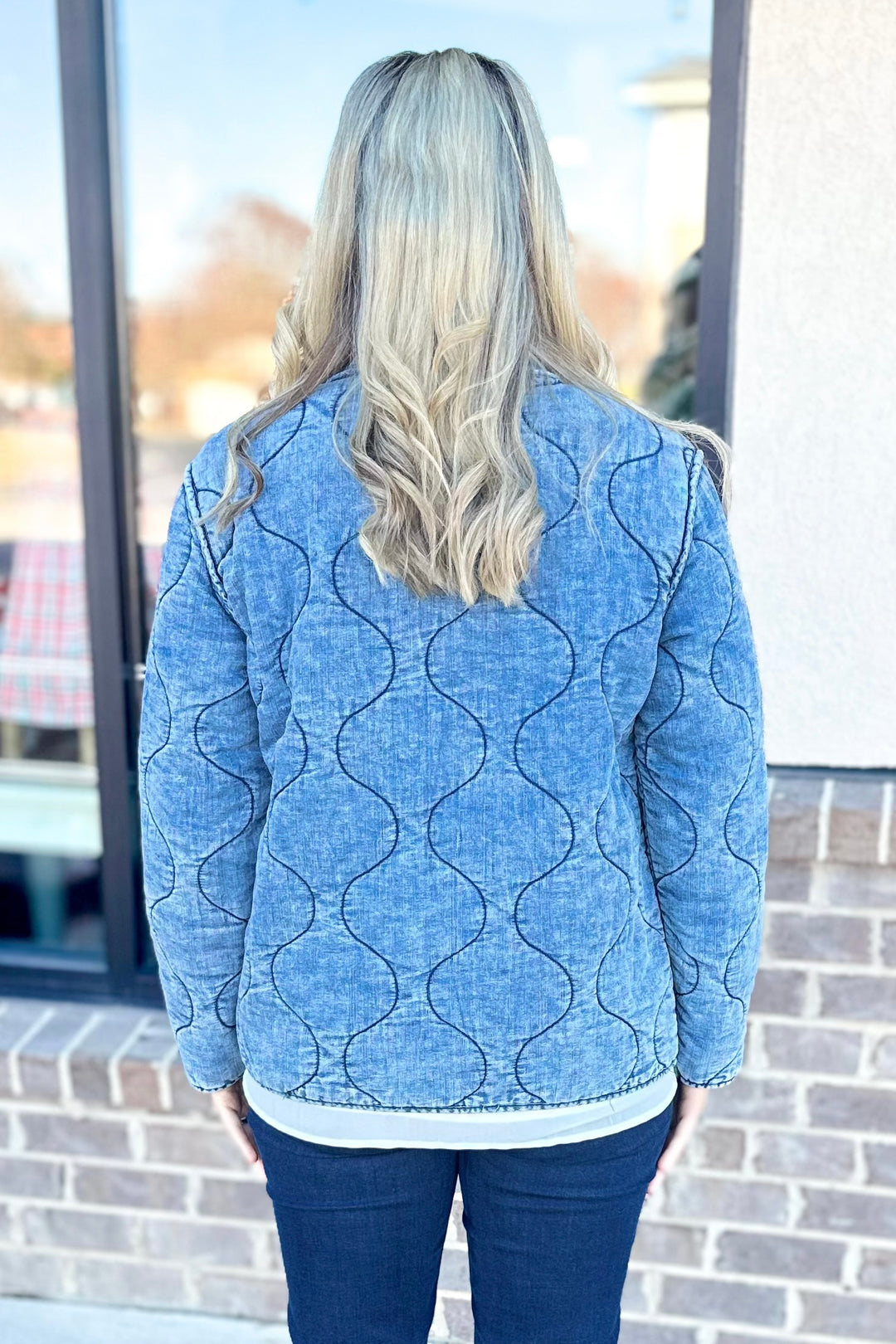 WASHED DENIM QUILTED JACKET