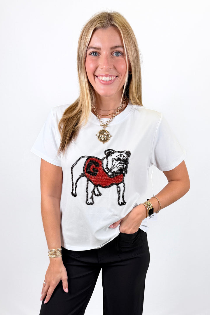 GEORGIA MASCOT BEADED TEE