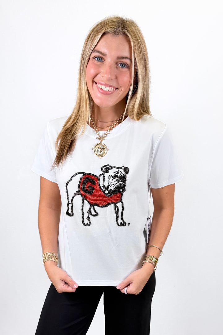 GEORGIA MASCOT BEADED TEE